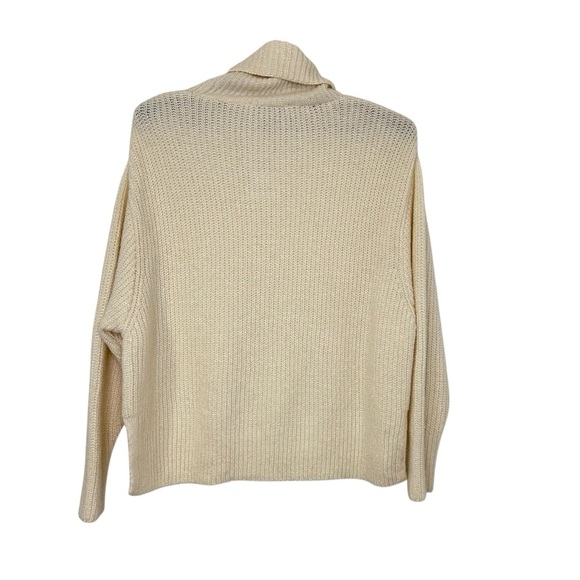 Zara Womens Cowl Neck Ribbed Knit Sweater Sz Large Cream Oversized Pullover - Picture 4 of 7